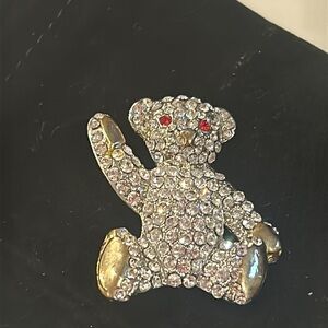 Vintage Cubic Zirconia Teddy Bear Brooch